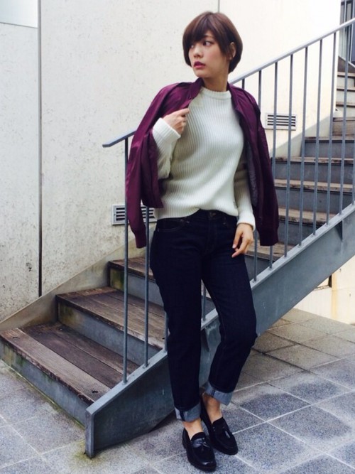 Ma 1 ニットなら暖かいのに軽やか 色別のおしゃれな秋冬コーデ集めました Lamire ラミレ