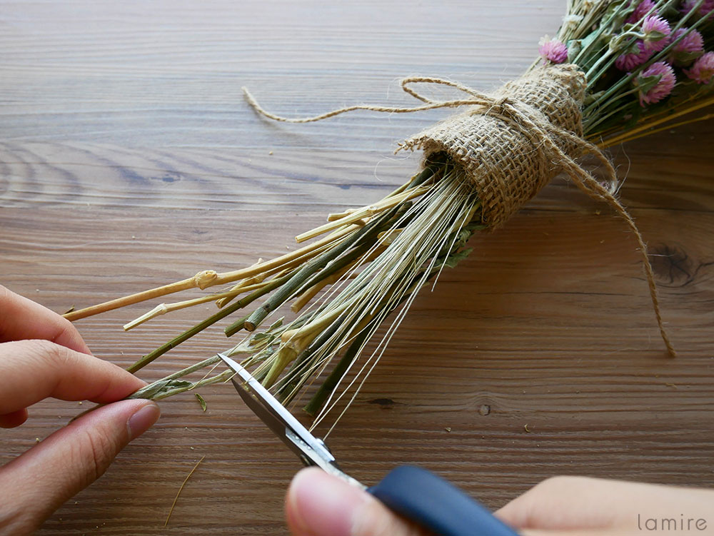 ドライフラワースワッグの作り方の手順の画像