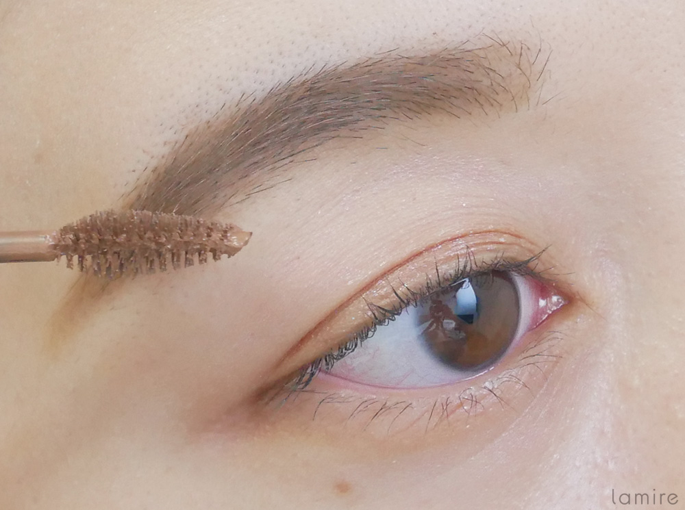 眉マスカラを眉毛に使用している女性の目元の写真