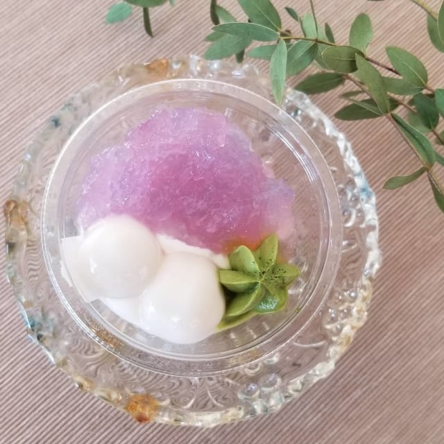 宇治抹茶パフェ あじさい色のゼリー