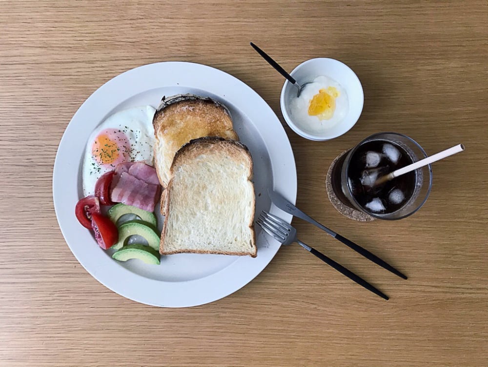 無印良品の竹材ストロー朝食