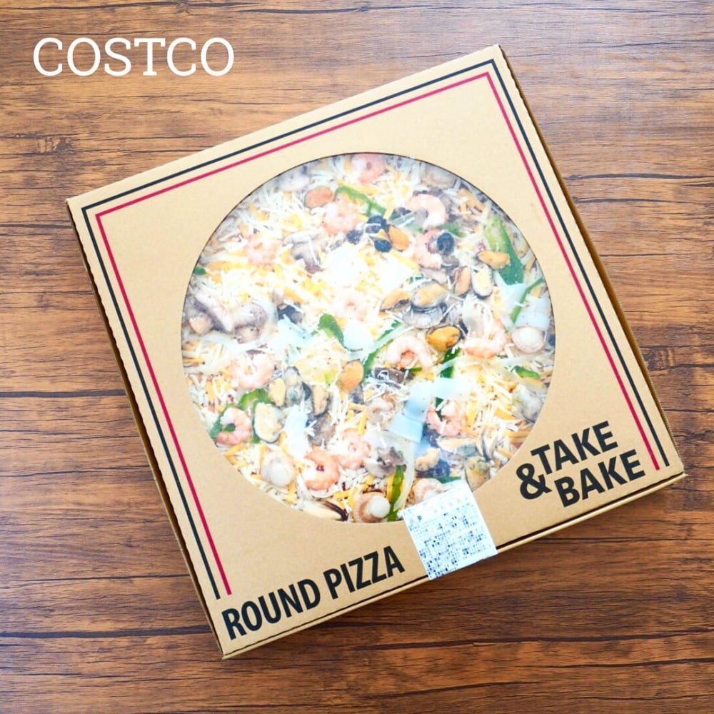 コストコデリカの丸形ピザシーフードのパッケージ写真