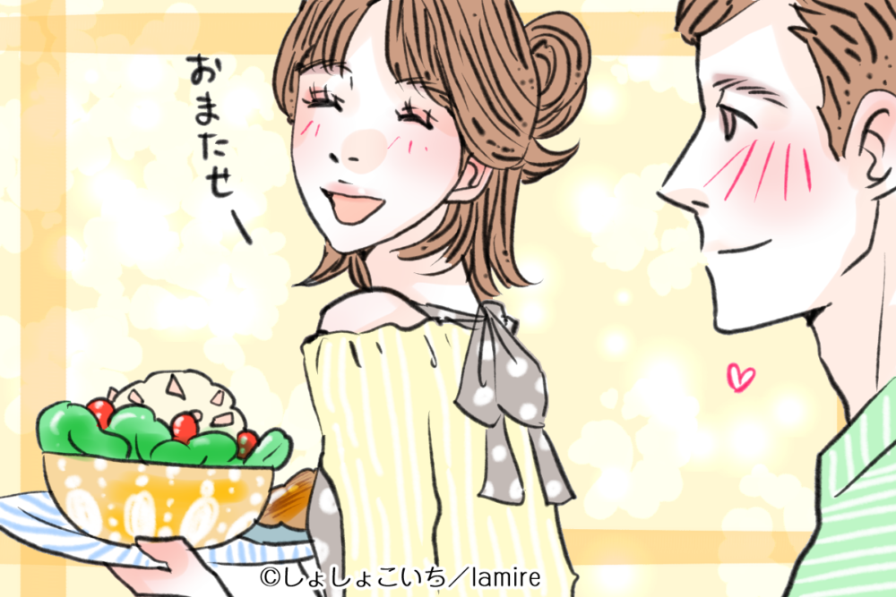 男性のために手料理を作る女性