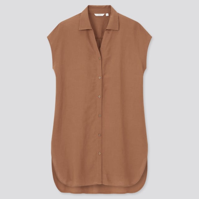 リネンブレンドロングシャツ