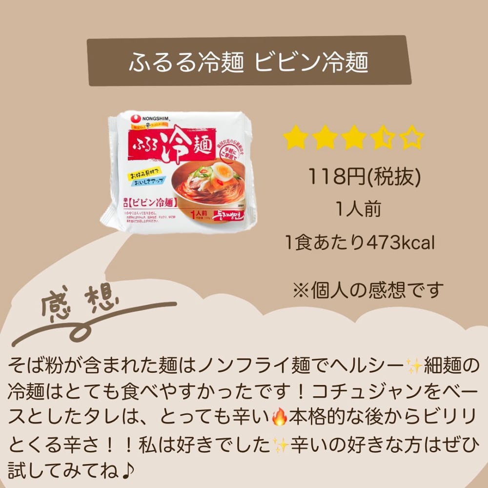 業務スーパーのふるる冷麺ビビン冷麺のパッケージ裏面写真