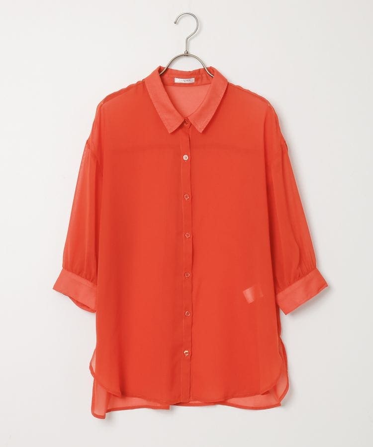 シアーカラーシャツのオレンジ